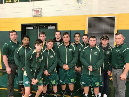 Team picture of the Wyoming Area Varsity Wrestling Team