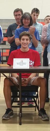 Jonathan Helmers singing to play Tennis at Hanover College