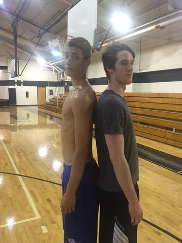 Leon Moshefy (German Foreign Exchange student), meets JC alum Shane Hall.  Shane was measured by several scouting services at 6'9'' and listed at 6'10'' by Alice Lloyd last season.