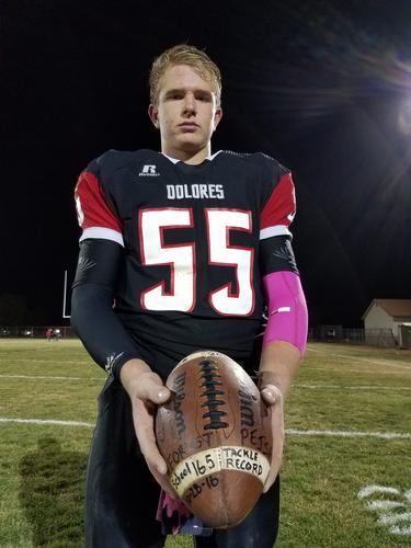 Dolores Sophomore LB Forest Pejsa broke the school tackle record.  He also led the state in tackles