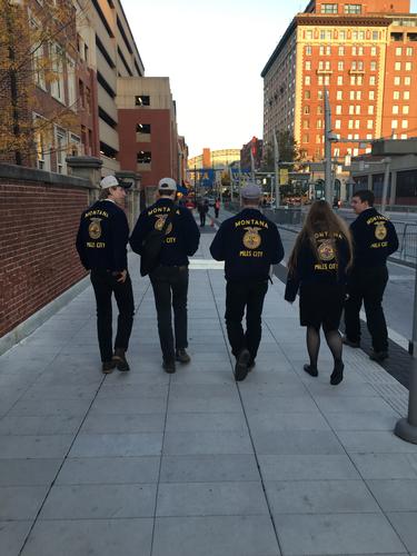On our way to the first session at the 90th National FFA Convention where Laila Ali, Muhamid Ali's daughter was the key speaker. - Mr. Rehbein