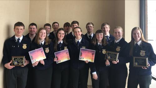 These are the students that competed at state this 2017-18 school year. The events they competed in where agronomy, farm business management, agriculture mechanics, and livestock evaluation. The teams won third place in agricultural mechanics, third in livestock evaluation and third in sweepstakes.