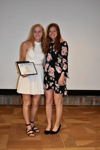 OK Green Conference Athlete of the Year Award winner, Julia Babinec, with Josie Smith (2017 winner).